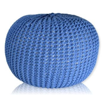 Pletený Puf Knitty Premium modra